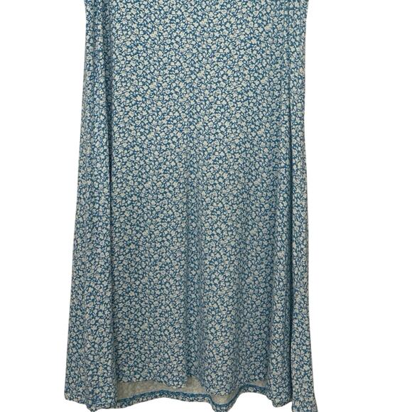 Old Navy Sleeveless Swing Dress Blue Ditsy Floral L Tall Stretch Midi Casual - Picture 4 of 8